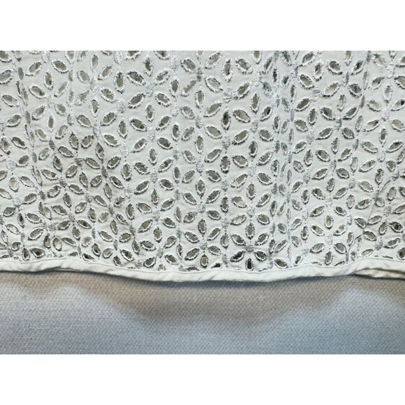 Susan Graver Style Womens Eyelet 3-Button Blazer Jacket Sze M White Boho Summer - Picture 10 of 12